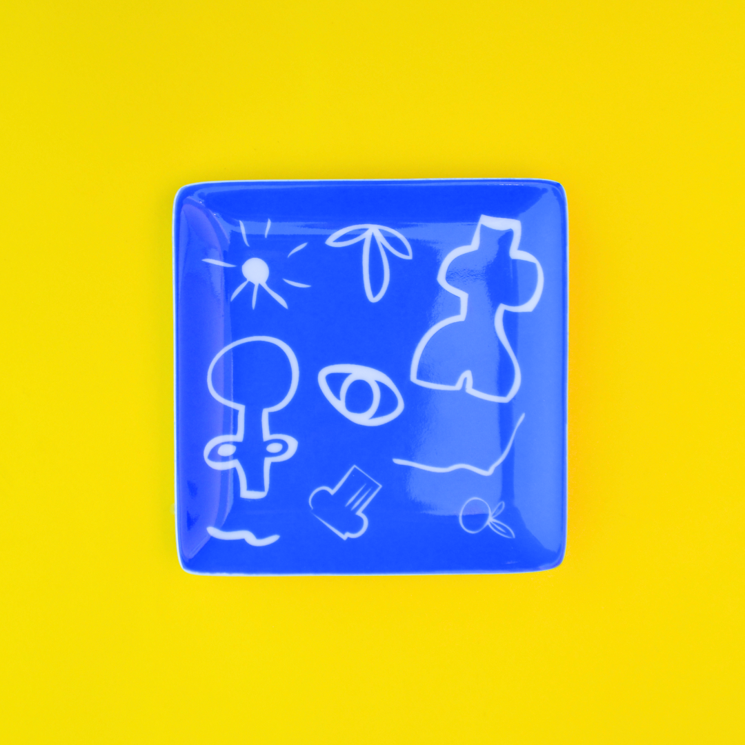 Πορσελάνινο Τετράγωνο Πιατάκι Blue Icons
