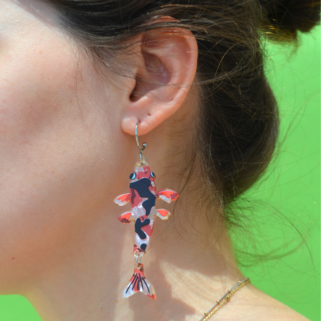 Colorful Fish Ασημί Σκουλαρίκια Κρίκοι