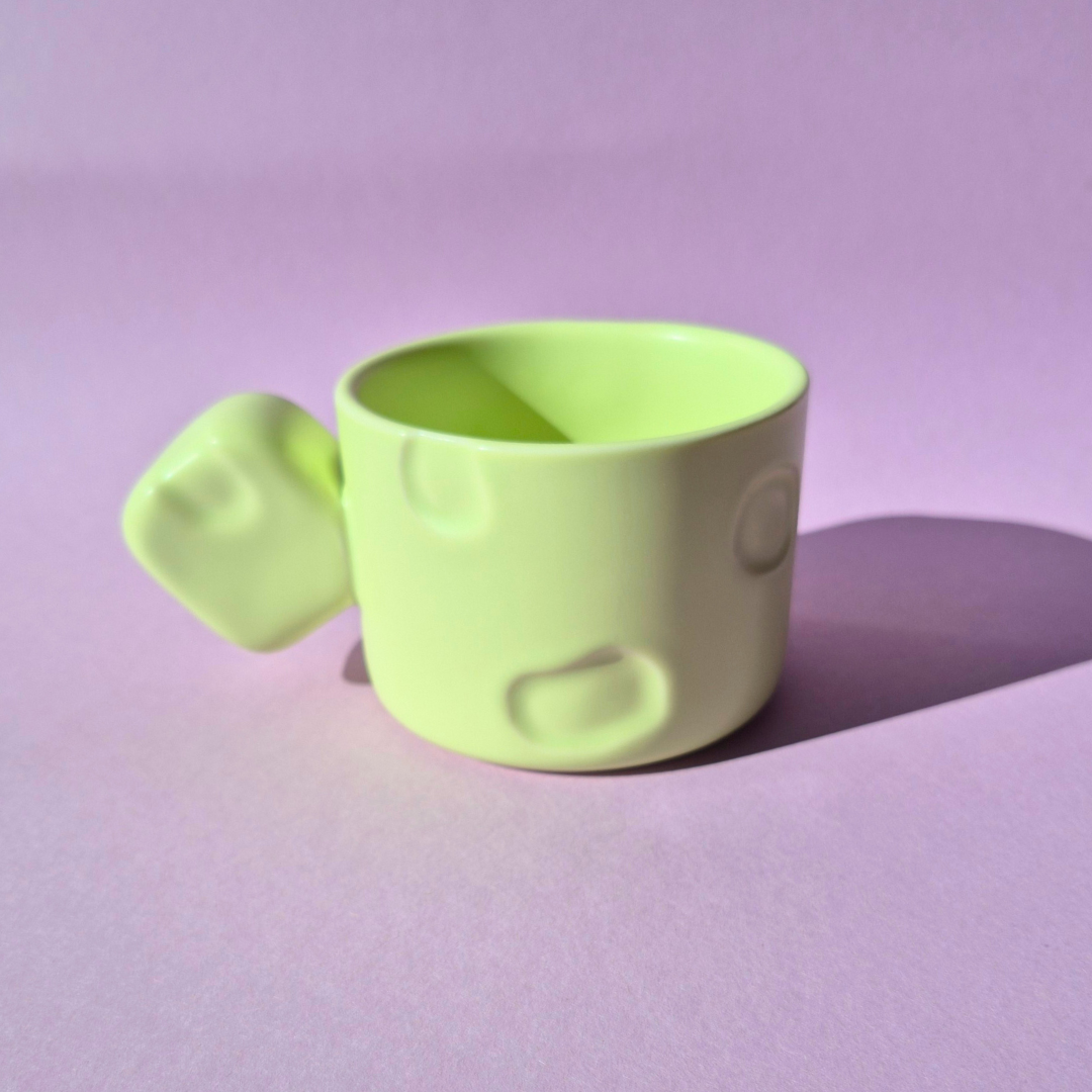 Κεραμική Λαχανί Κούπα Ανάγλυφη με Τετράγωνη Λαβή