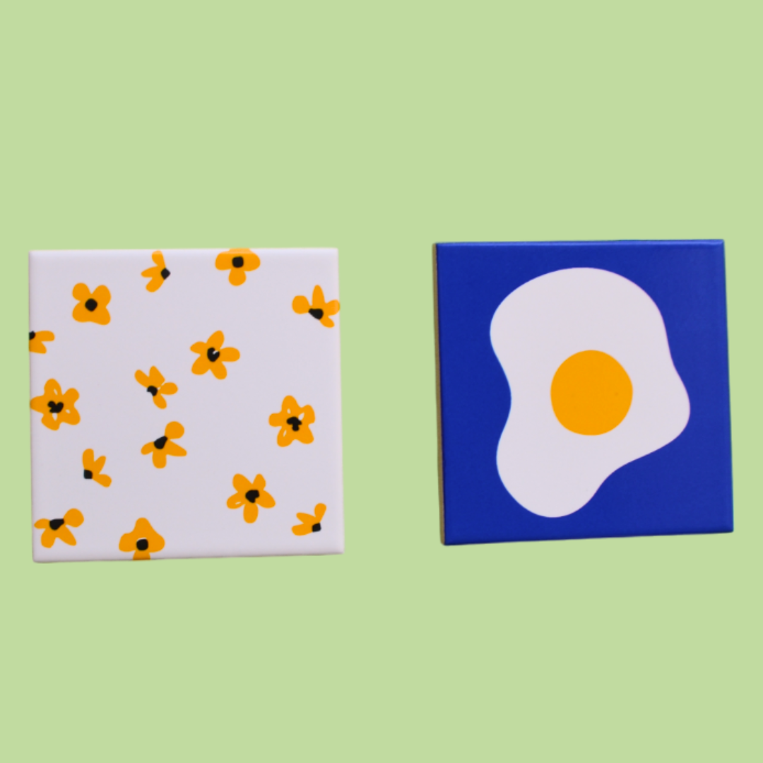 Κεραμικό Σετ Χειροποίητα Σουβέρ Flowers-Egg