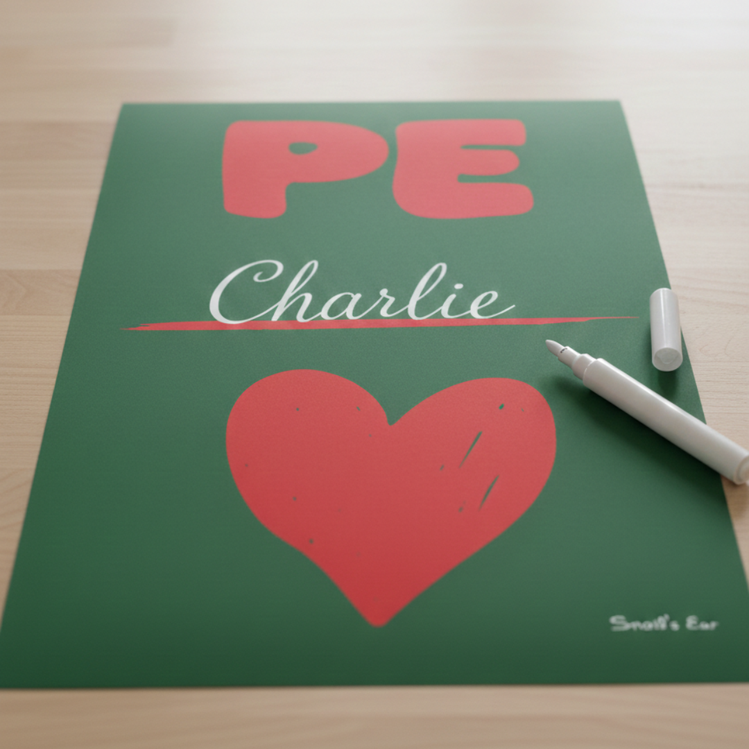 Custom Αφίσα Πράσινη Ρε Κόκκινη Καρδούλα με Μαρκαδόρο για Συμπλήρωμα Κενού