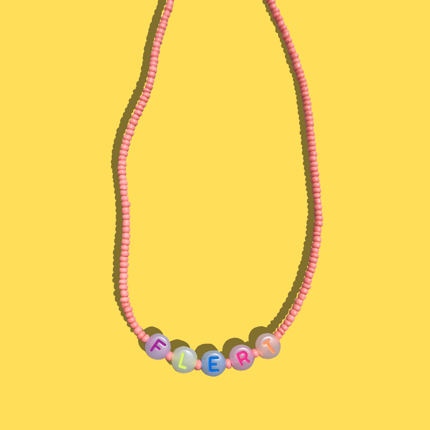 Custom Χειροποίητο Κολιέ από Σομόν και Φωσφοριζέ Πολύχρωμες Χάντρες Flert (Φλέρτ)