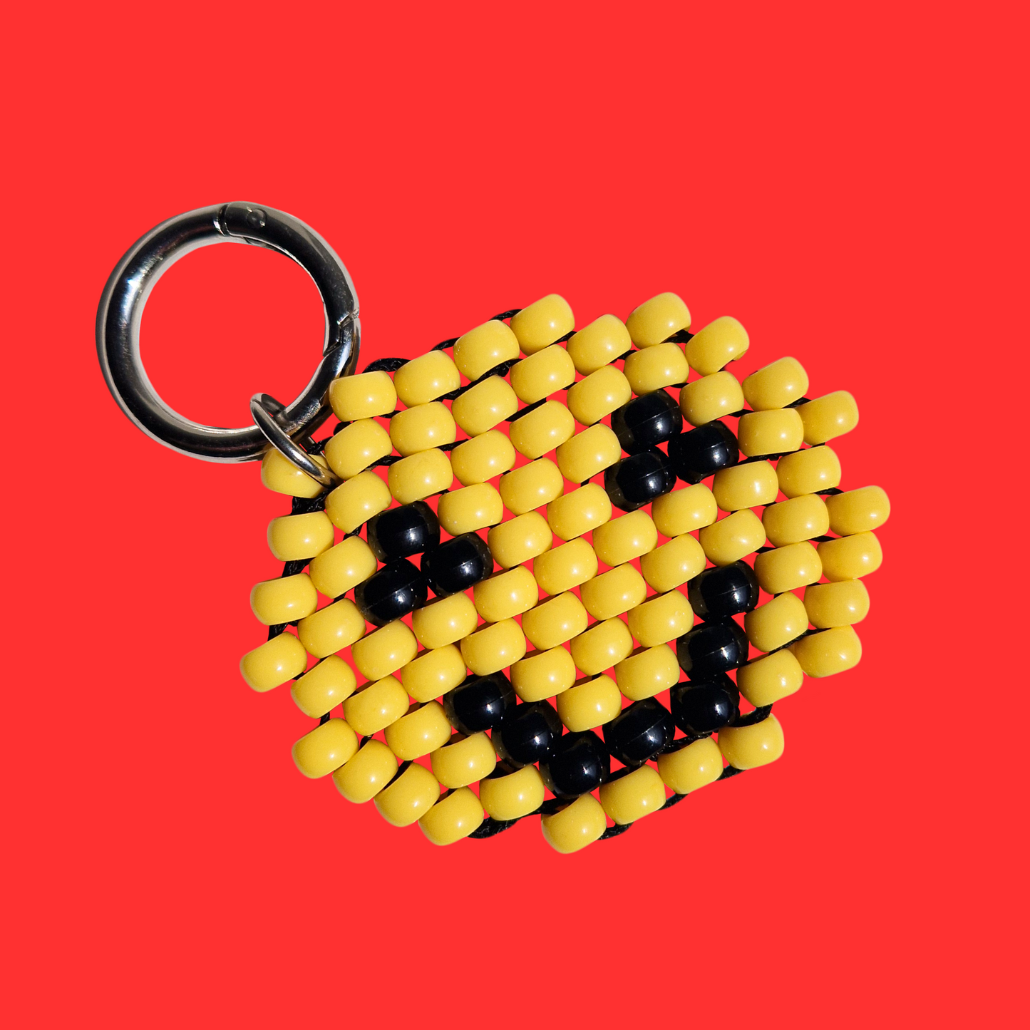 Μπρελόκ Τσάντας Χειροποίητο Custom από Χάντρες Χαρούμενη Κίτρινη Φατσούλα