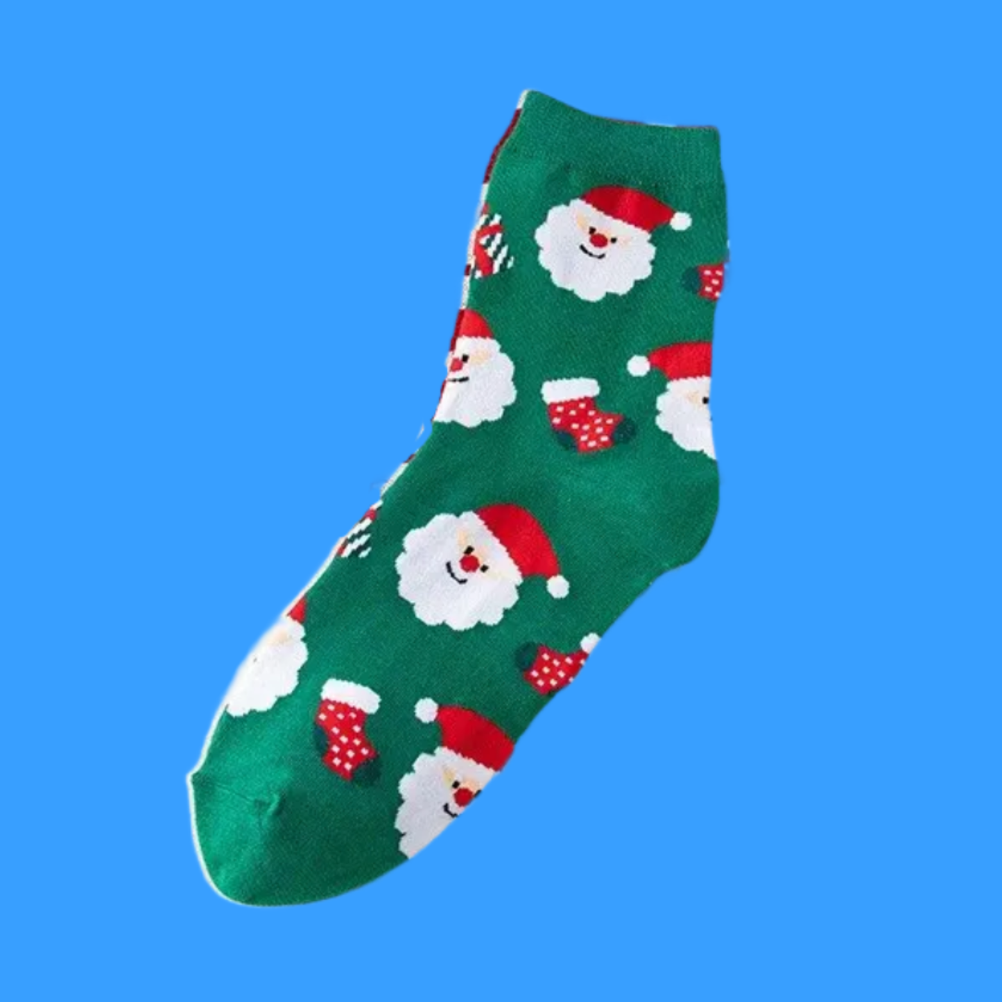 Γυναικείες Χριστουγεννιάτικες Πράσινες Κάλτσες με Σχέδια Άγιος Βασίλης Santa Claus
