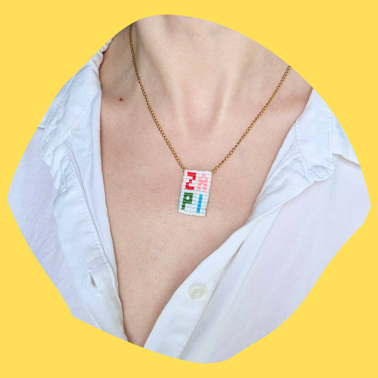 Χειροποίητο Κολιέ Ζάρι από Χάντρες σε Ατσάλινη Χρυσή Αλυσίδα