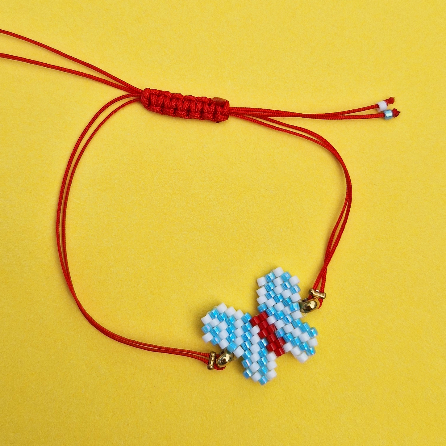 Μαρτάκι Χειροποίητο Γαλάζια Πεταλούδα από Χάντρες Miyuki και Μακραμέ για Ενήλικες και Παιδιά