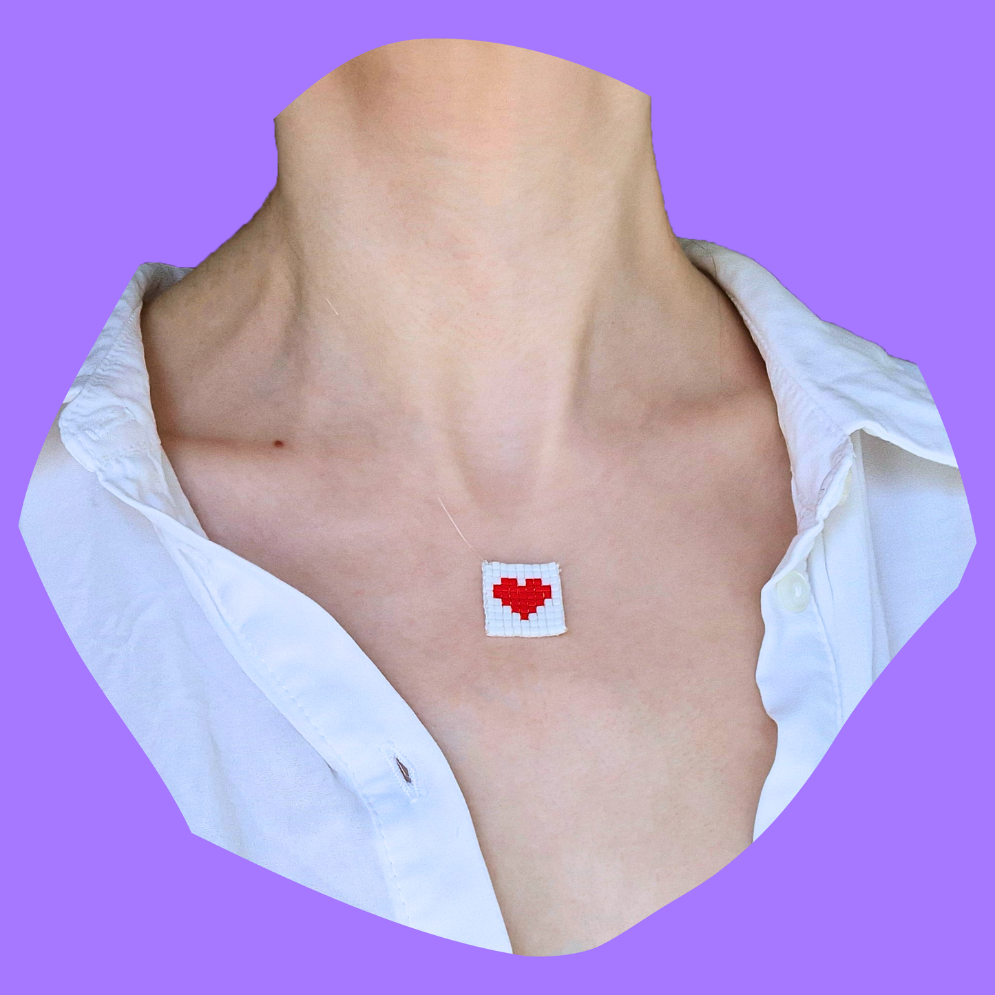 Χειροποίητο Κολιέ με Κόκκινη Καρδιά από Χάντρες Miyuki σε Πετονιά