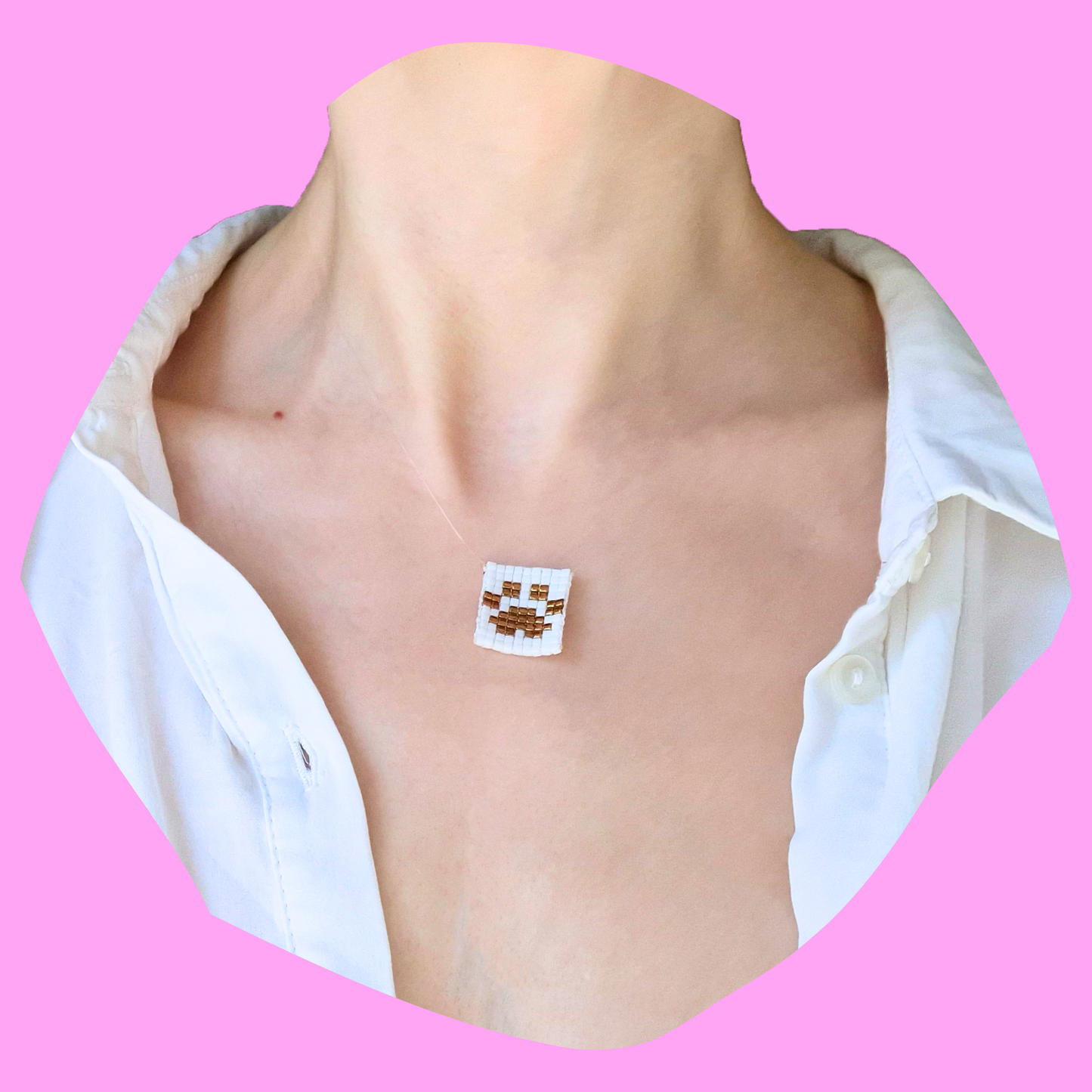 Χειροποίητο Κολιέ με Χρυσή Πατούσα από Χάντρες Miyuki σε Πετονιά