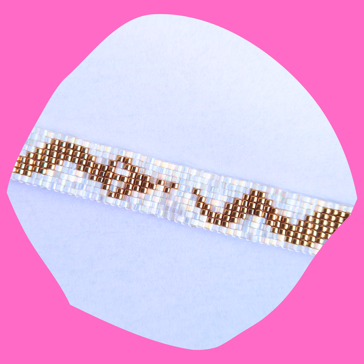 Χειροποίητο Βραχιόλι Λευκό Περλέ από Χάντρες Miyuki με Χρυσό Φιδάκι και Ατσάλινο Κούμπωμα Snake Bracelet