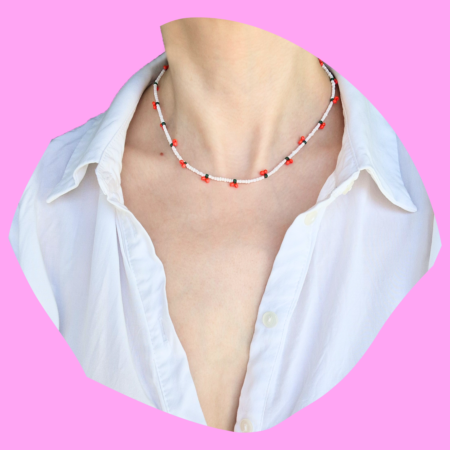 Χειροποίητο Κολιέ από Χάντρες με Κερασάκια