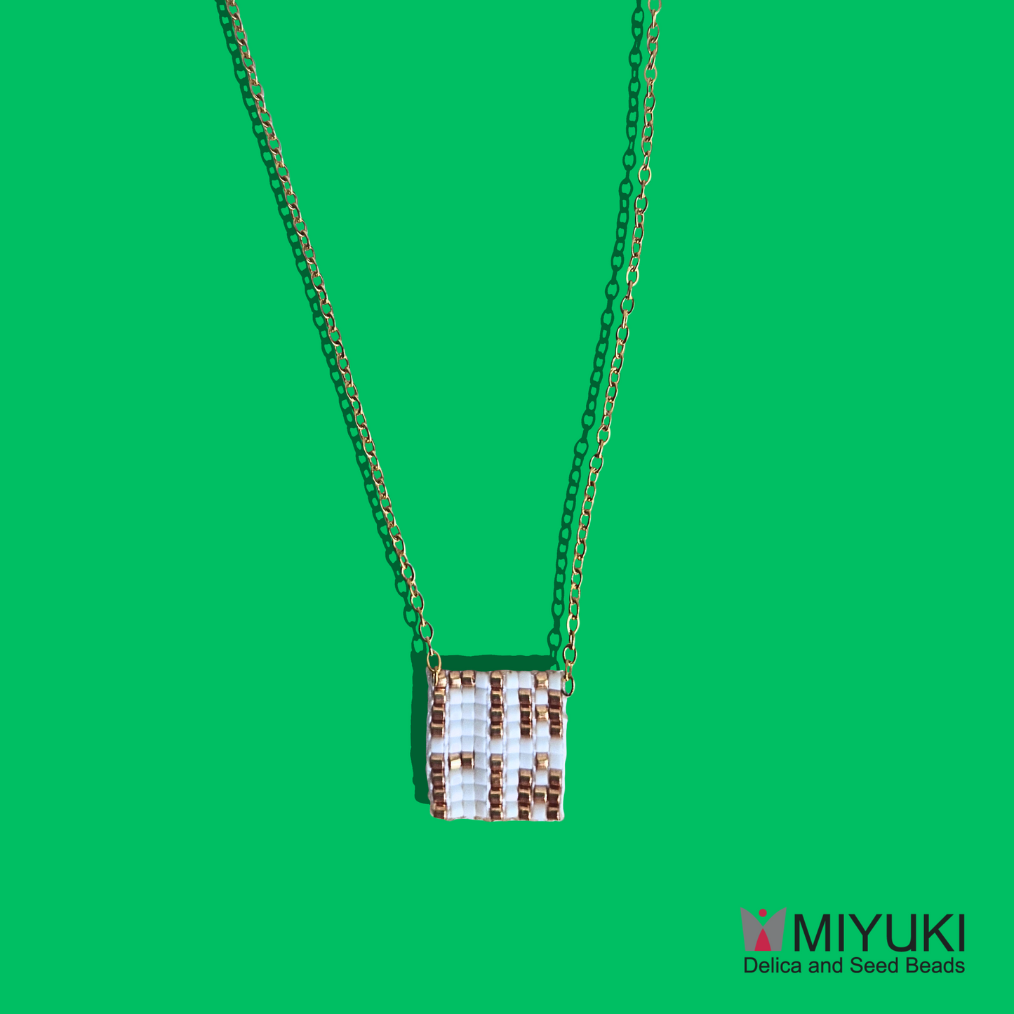 Χειροποίητο Κολιέ Γιαγιά από Χάντρες MIYUKI σε Ατσάλινη Χρυσή Αλυσίδα