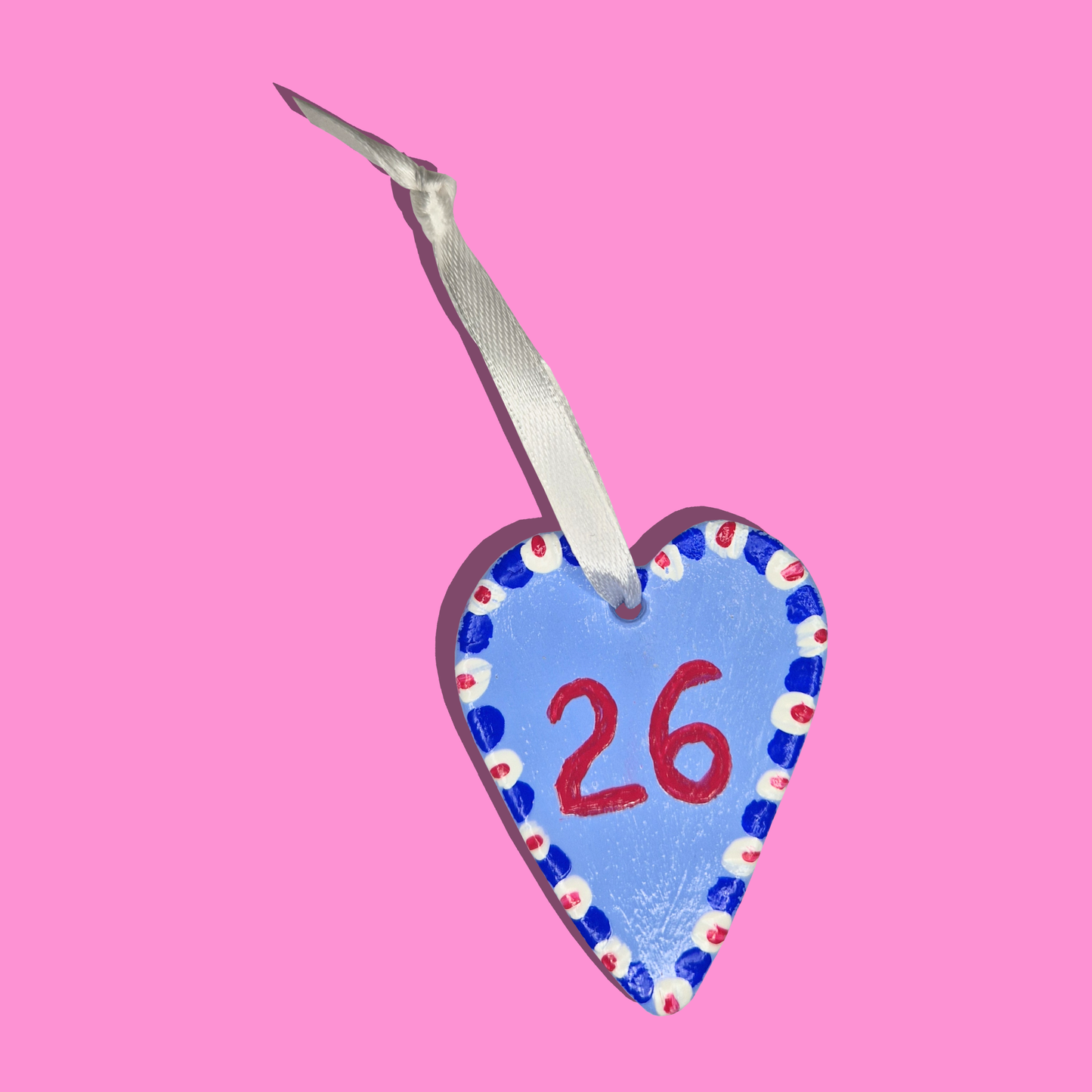 Χειροποίητο Χριστουγεννιάτικο Κεραμικό Στολίδι Γαλάζια Καρδιά '26