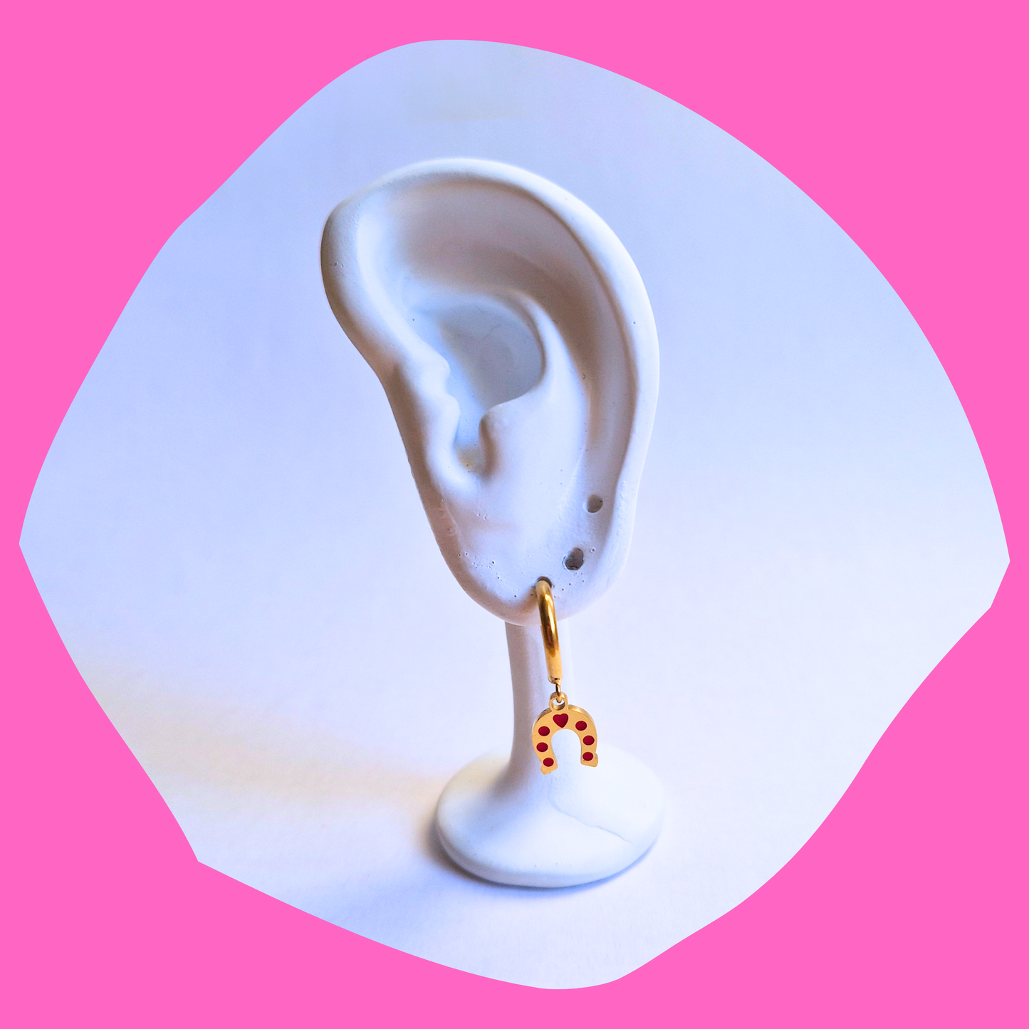 Χριστουγεννιάτικα Ατσάλινα Χρυσά Σκουλαρίκια Πέταλο με Σμάλτο