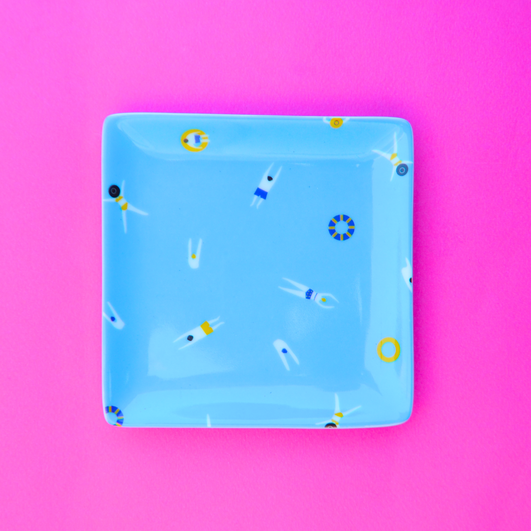 Πορσελάνινο Τετράγωνο Πιατάκι Swimmers