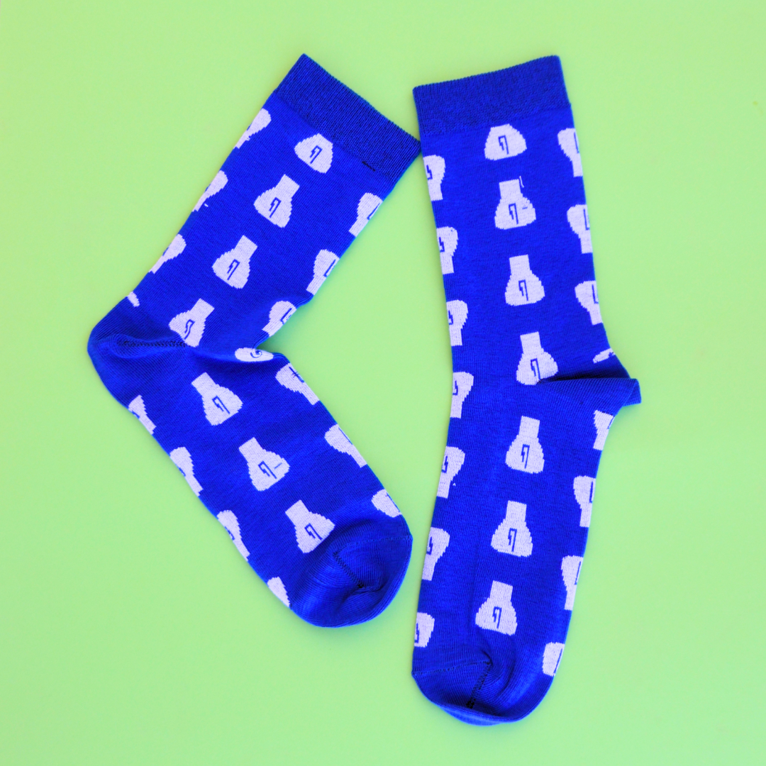 Μπλε Κάλτσες με Κυκλαδικό Μοτίβο