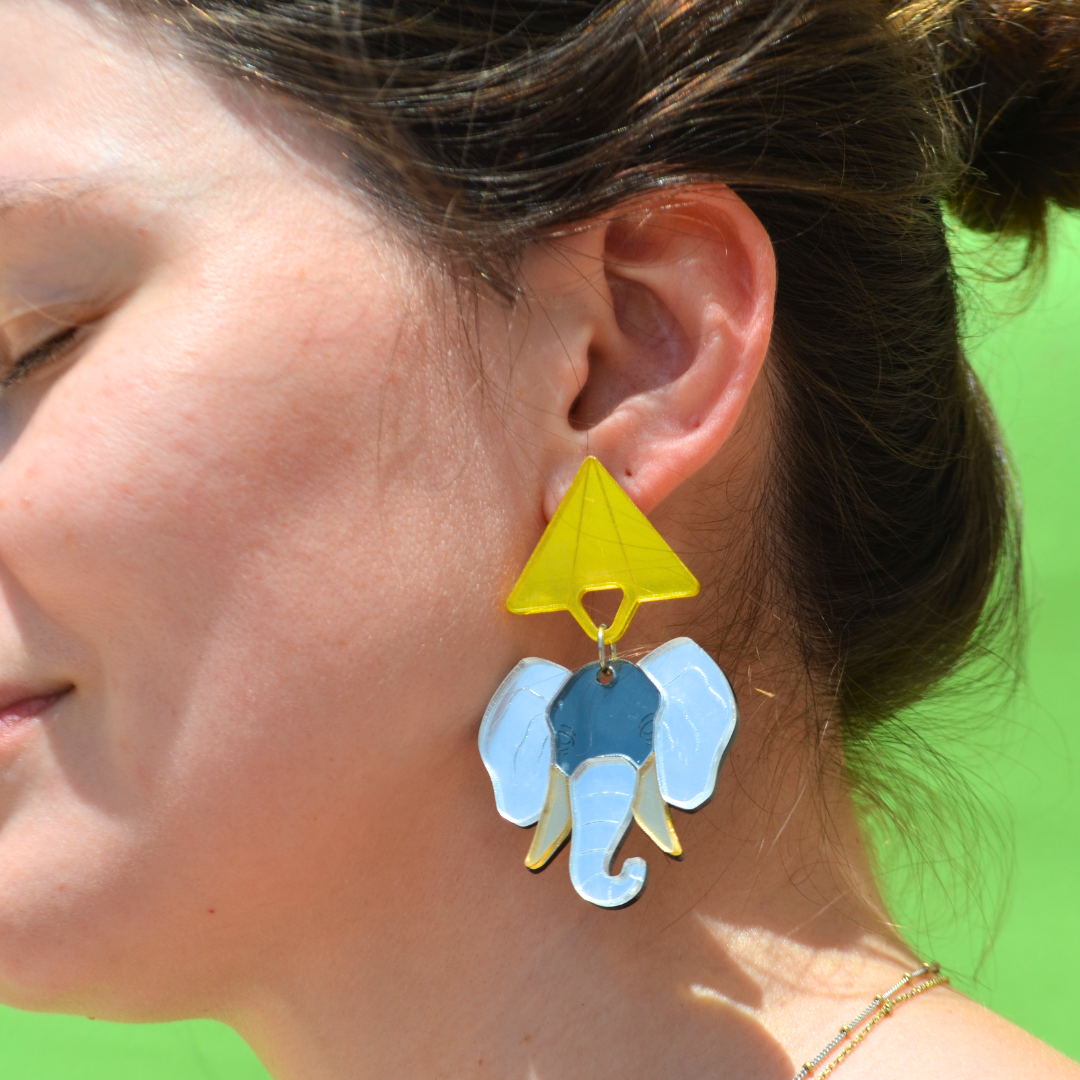 Πλέξι Σκουλαρίκια Καρφωτά με Ελέφαντες Indie Elephant