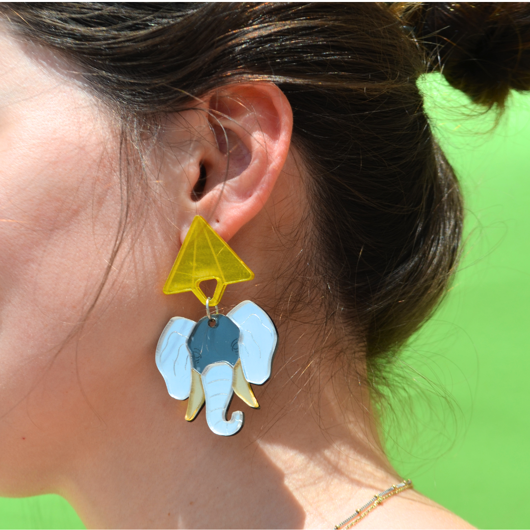 Πλέξι Σκουλαρίκια Καρφωτά με Ελέφαντες Indie Elephant