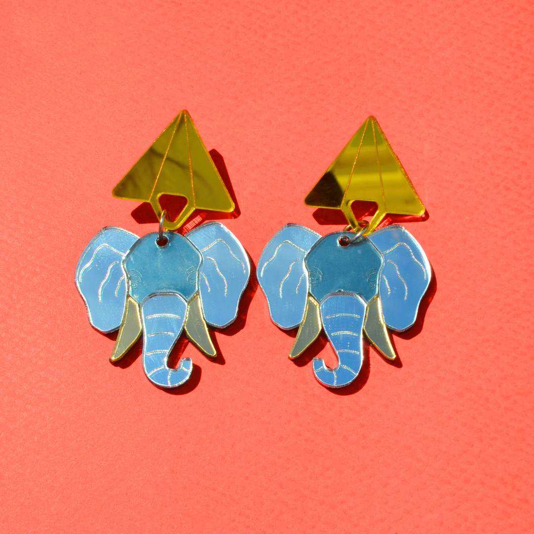 Πλέξι Σκουλαρίκια Καρφωτά με Ελέφαντες Indie Elephant