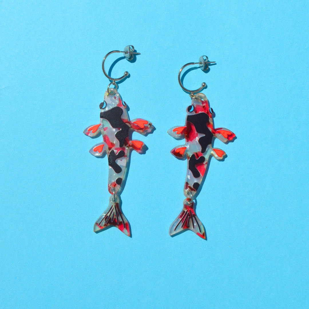 Colorful Fish Ασημί Σκουλαρίκια Κρίκοι