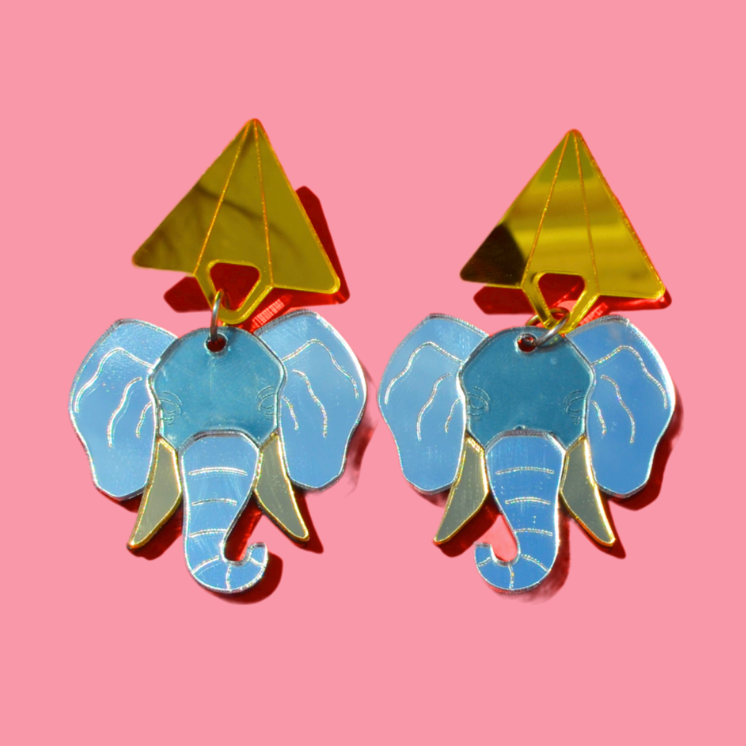 Πλέξι Σκουλαρίκια Καρφωτά με Ελέφαντες Indie Elephant