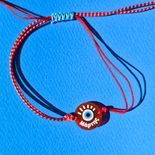 Μαρτάκι Χειροποίητο με Πλέξι Ακρυλικό Μάτι-Μάρτης και Μακραμέ για Ενήλικες και Παιδιά