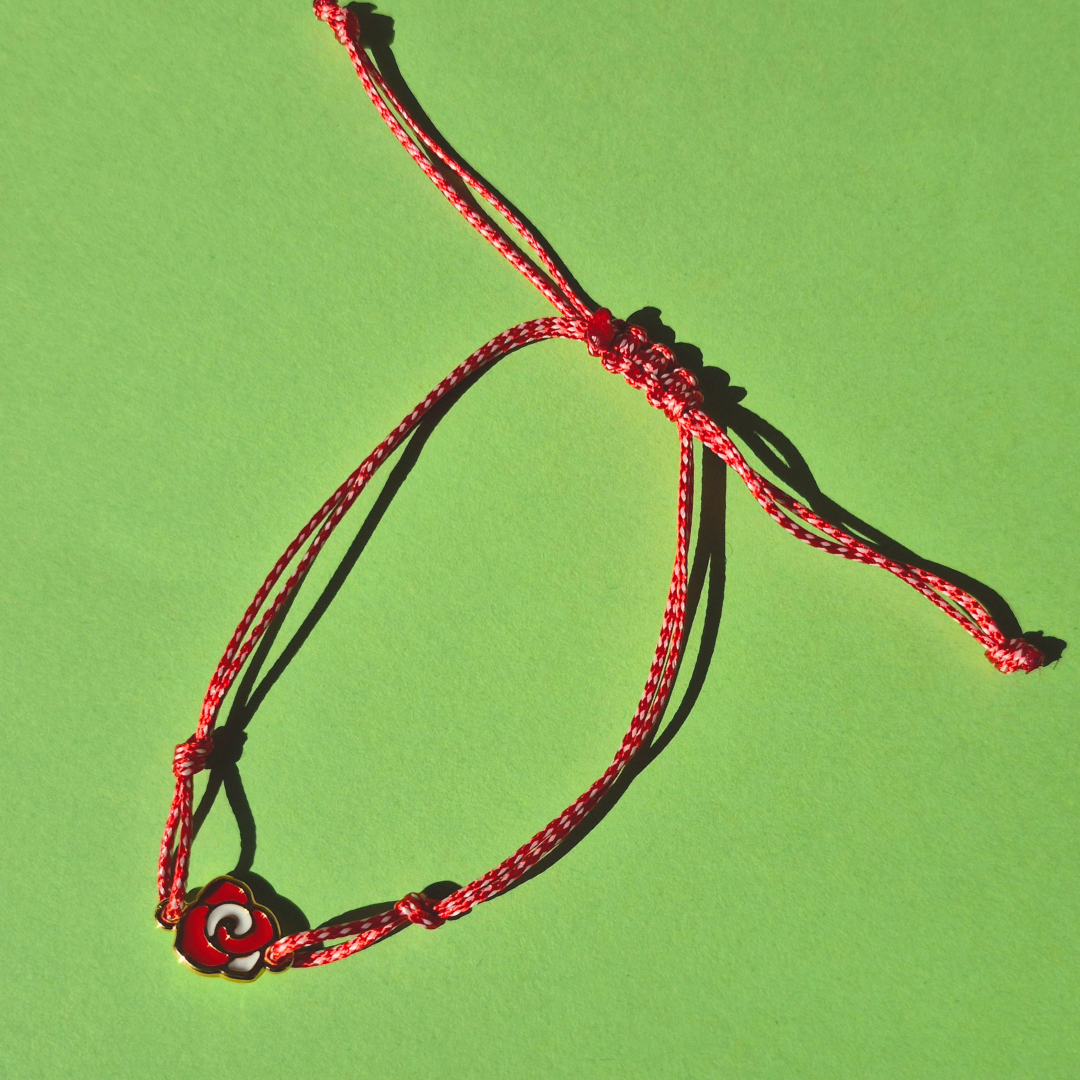 Μαρτάκι Χειροποίητο με Μεταλλικό Τριαντάφυλλο με Σμάλτο και Μακραμέ για Ενήλικες και Παιδιά