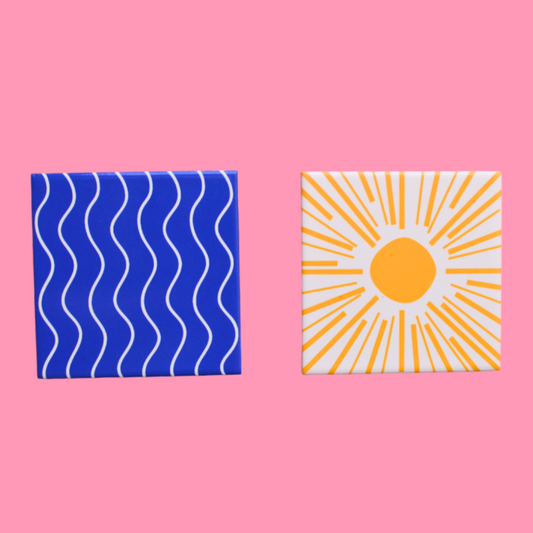 Κεραμικό Σετ Χειροποίητα Σουβέρ Sea-Sun