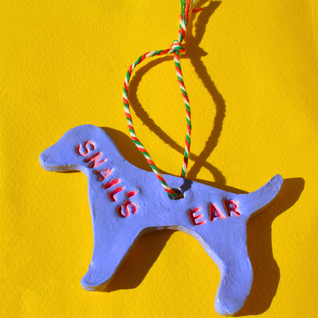 Χειροποίητο Χριστουγεννιάτικο Κεραμικό Στολίδι Γαλάζιο Σκυλάκι Ho-Ho