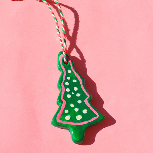 Χειροποίητο Χριστουγεννιάτικο Κεραμικό Στολίδι Πράσινο Έλατο