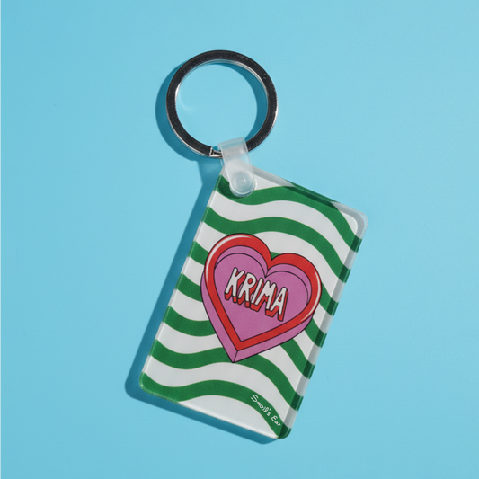 Ακρυλικό Μπρελόκ Καρδιά ΚΡΙΜΑ Πράσινο Μίας Όψης