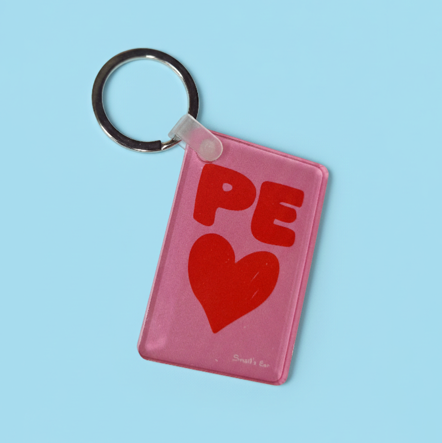 Ακρυλικό Μπρελόκ Ροζ Ρε Κόκκινη Καρδούλα Μίας Όψης