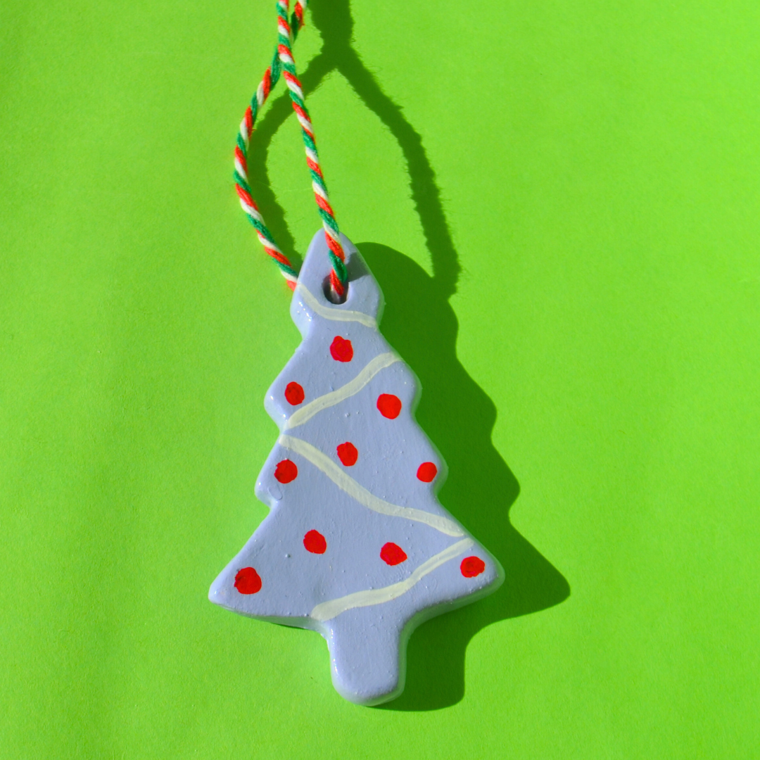 Χειροποίητο Χριστουγεννιάτικο Κεραμικό Στολίδι Γαλάζιο Έλατο