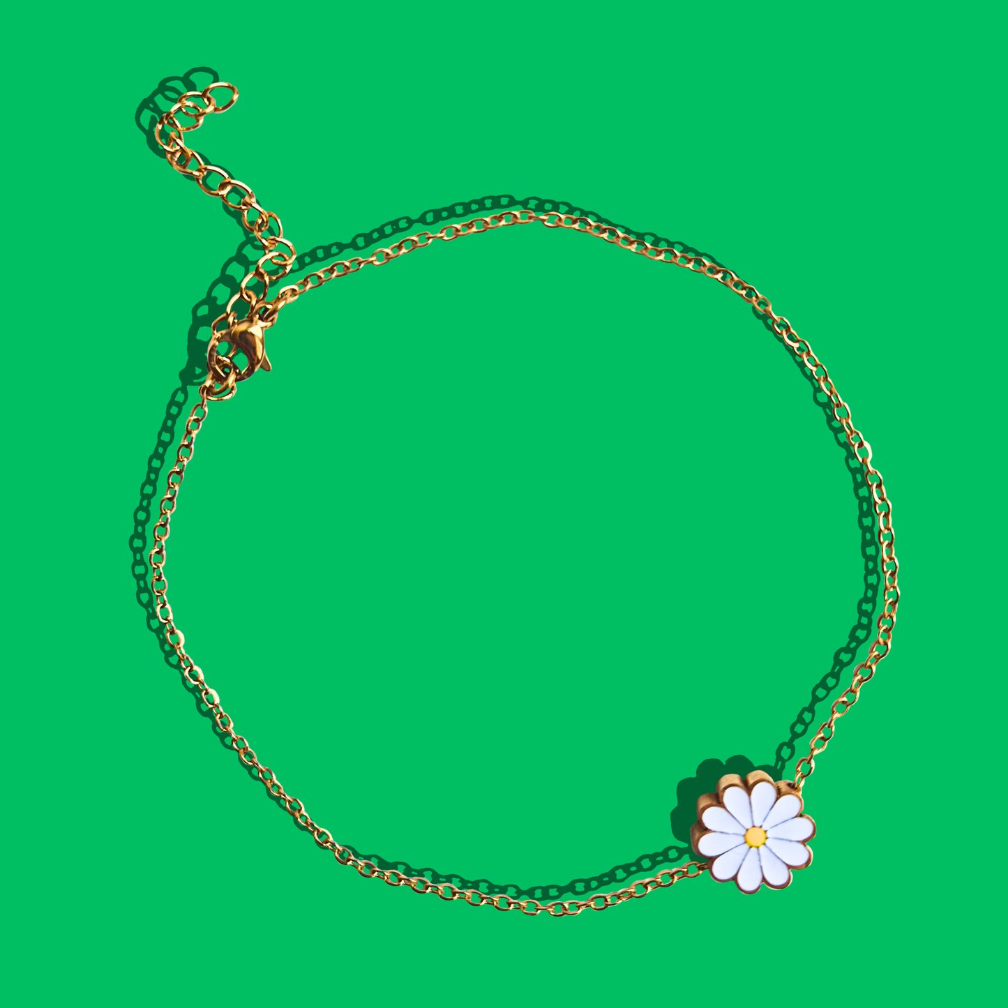 Βραχιόλι Ποδιού από Ατσάλινη Χρυσή Αλυσίδα με Ατσάλινο Στοιχείο Μαργαρίτα