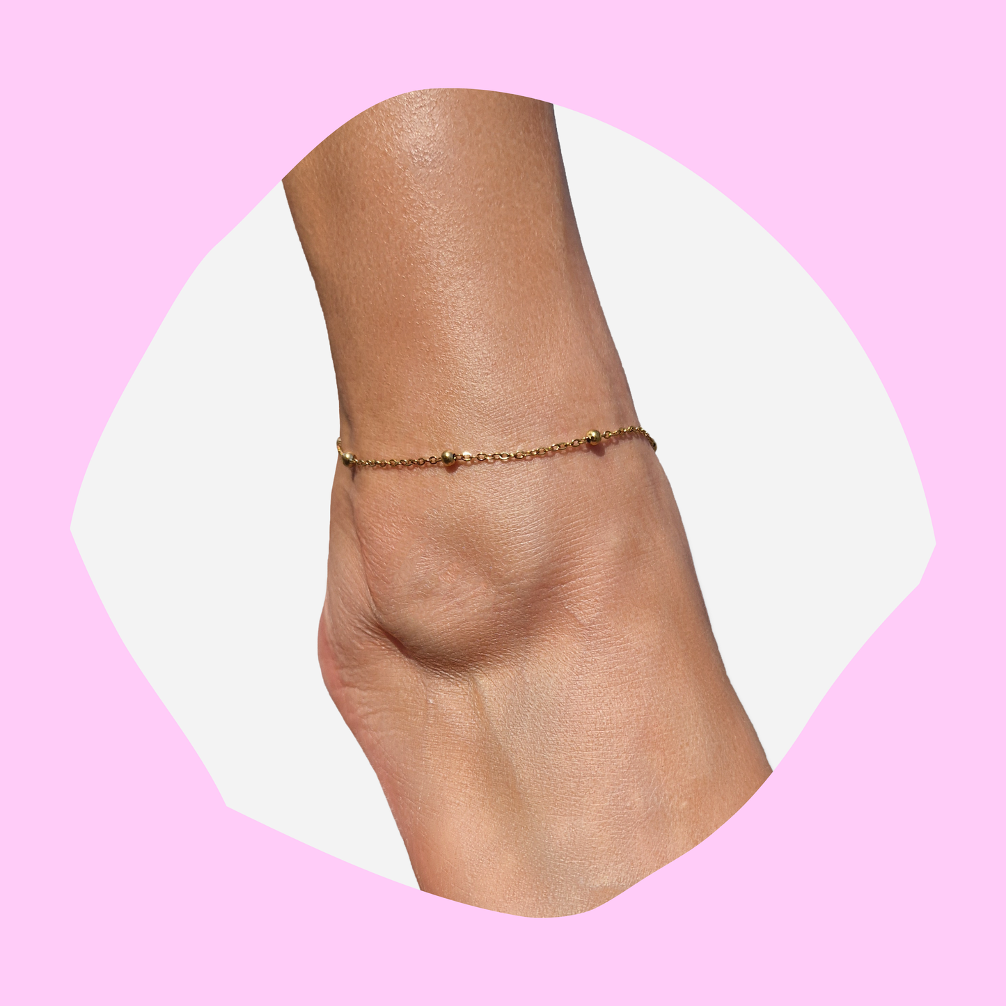 Βραχιόλι Ποδιού από Ατσάλινη Χρυσή Αλυσίδα με Χρυσές Μπιλίτσες