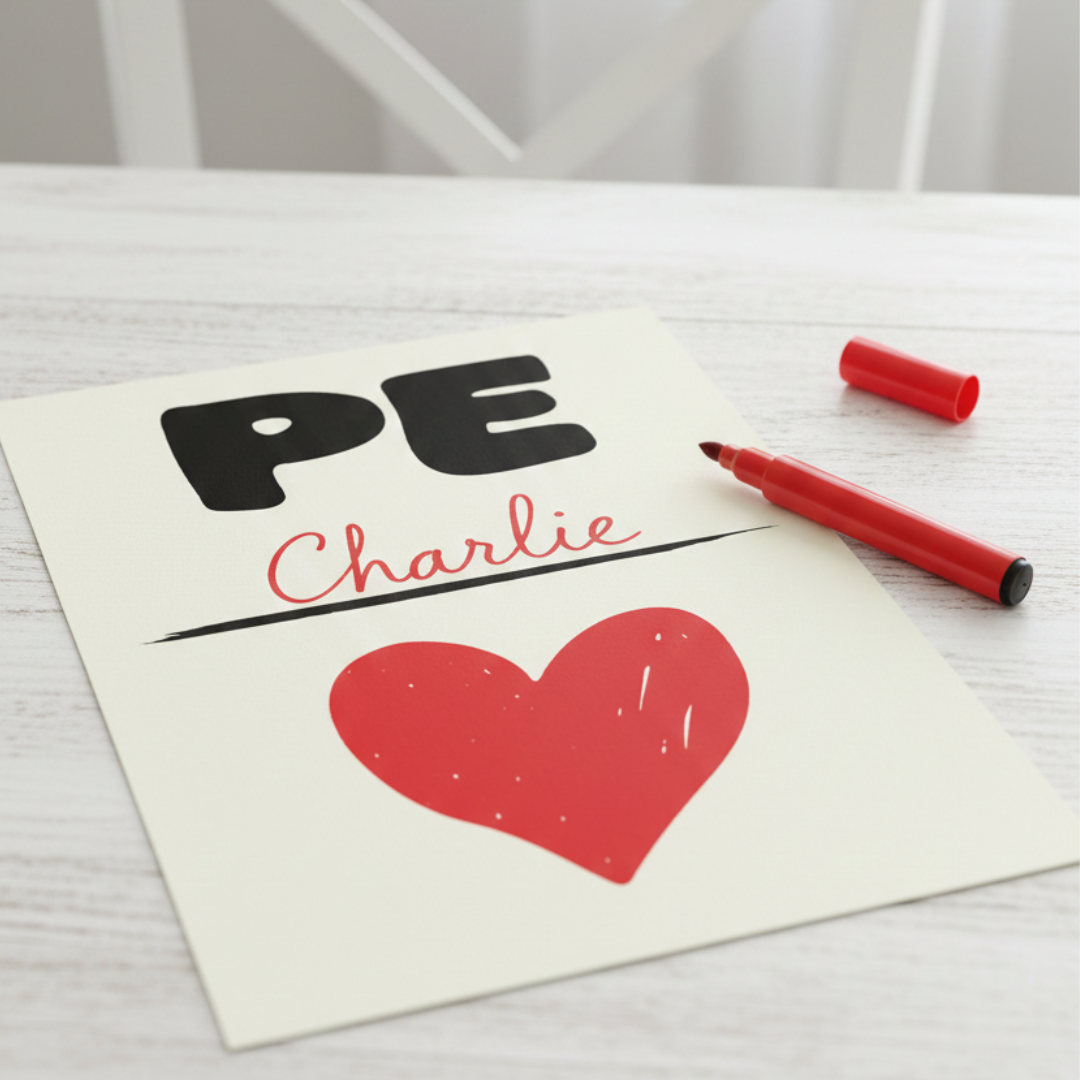 Custom Αφίσα Ivory Ρε Κόκκινη Καρδούλα με Μαρκαδόρο για Συμπλήρωμα Κενού