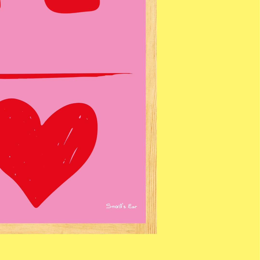 Custom Αφίσα Ροζ Ρε Κόκκινη Καρδούλα με Μαρκαδόρο για Συμπλήρωμα Κενού