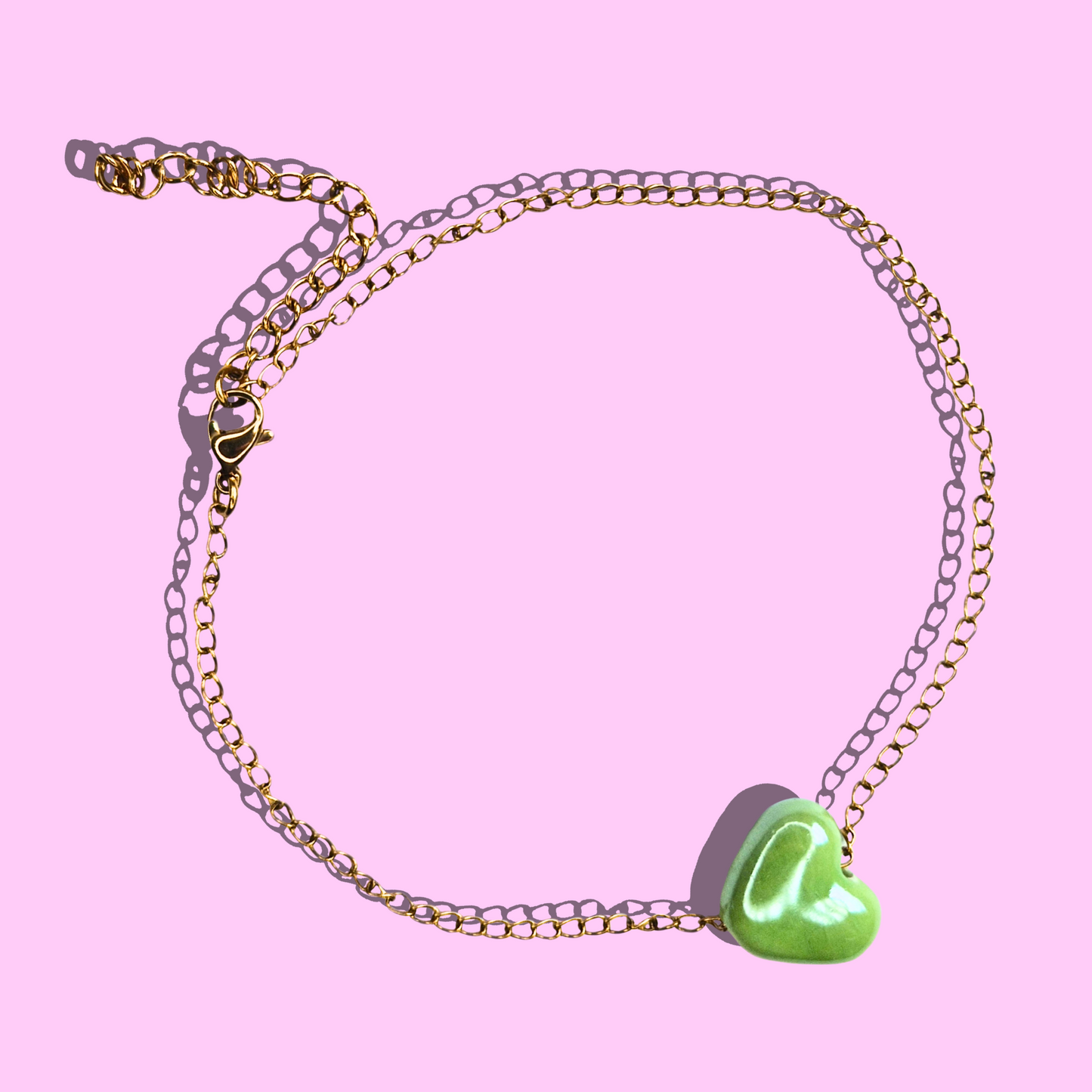 Custom Βραχιόλι Ποδιού από Ατσάλινη Χρυσή Αλυσίδα με Κεραμική Καρδιά