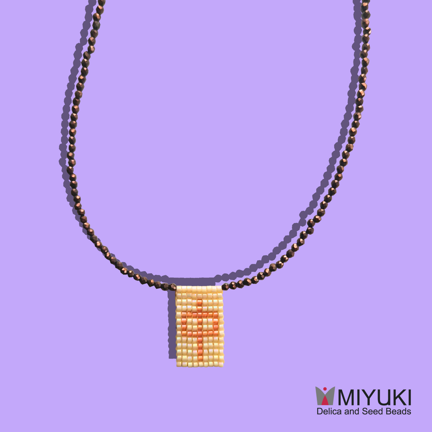 Custom Χειροποίητο Κολιέ Μονόγραμμα από Χάντρες MIYUKI και Καφέ Κρυσταλλάκια