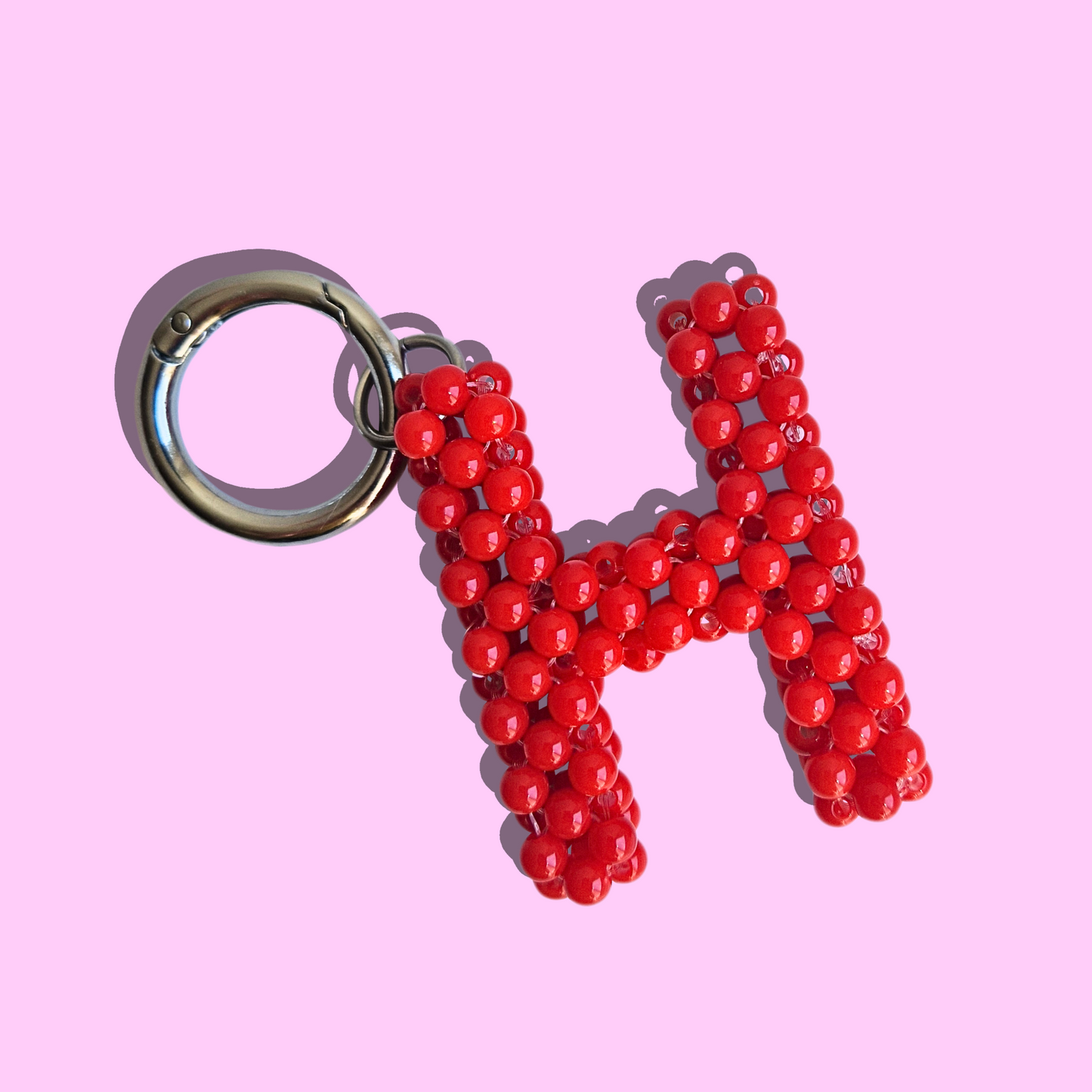 Μπρελόκ Τσάντας Χειροποίητο Custom από Kόκκινες Χάντρες Μονόγραμμα