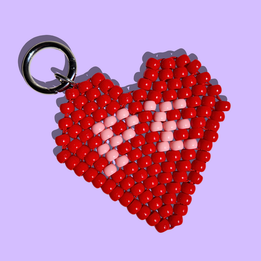 Μπρελόκ Τσάντας Χειροποίητο Custom από Χάντρες Κόκκινη Καρδιά ΡΕ