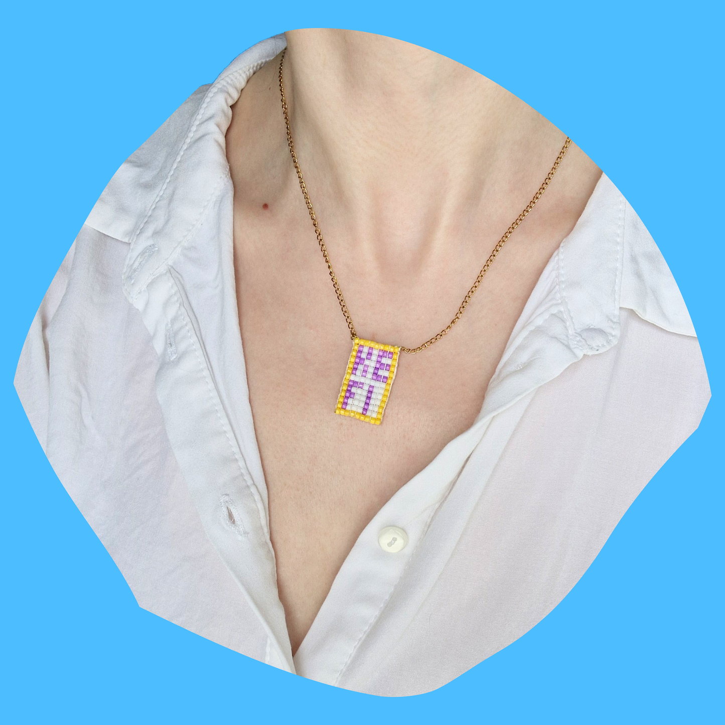 Χειροποίητο Κολιέ Kefi - Κέφι από Χάντρες σε Ατσάλινη Χρυσή Αλυσίδα