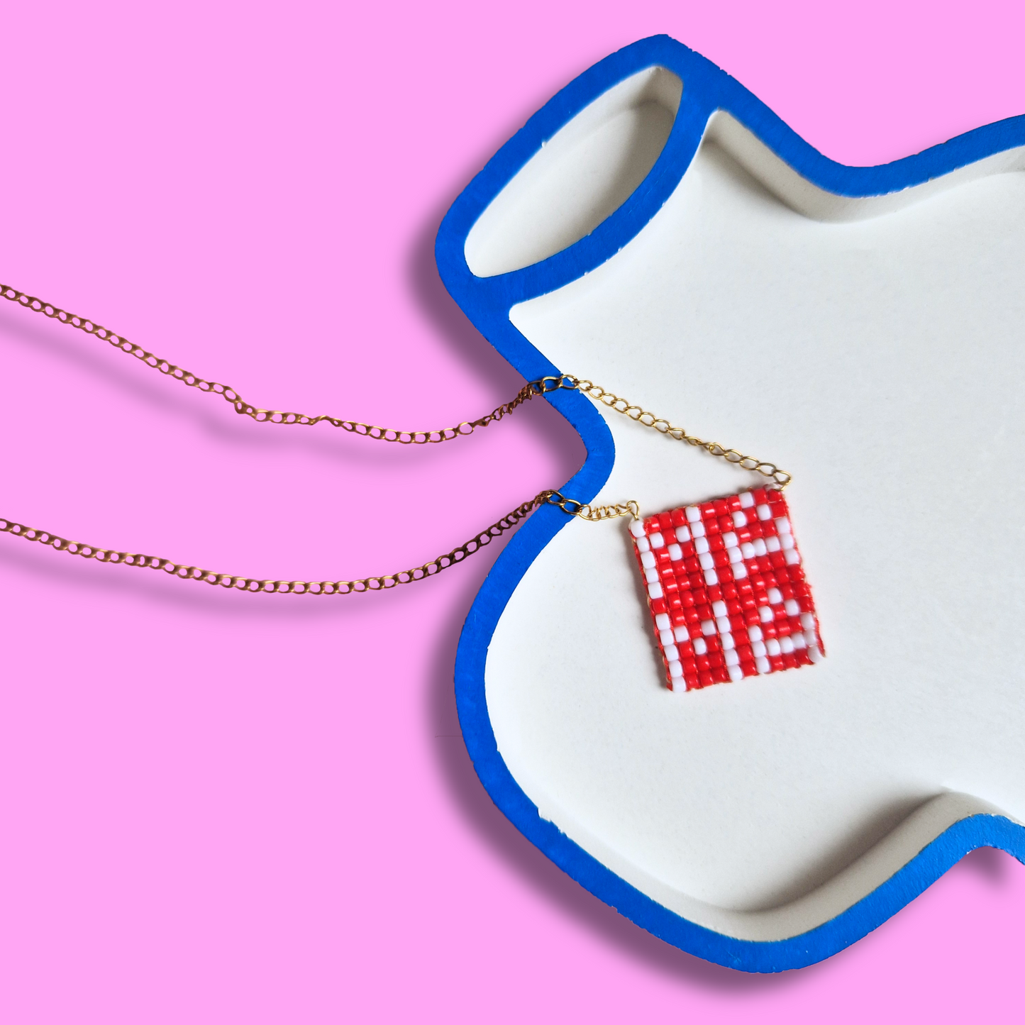 Χειροποίητο Κολιέ Μαμά από Χάντρες σε Ατσάλινη Χρυσή Αλυσίδα