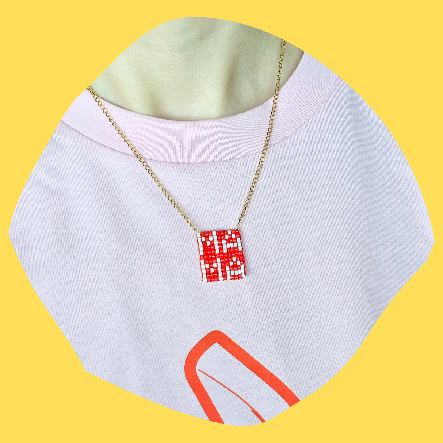 Χειροποίητο Κολιέ Μαμά από Χάντρες σε Ατσάλινη Χρυσή Αλυσίδα