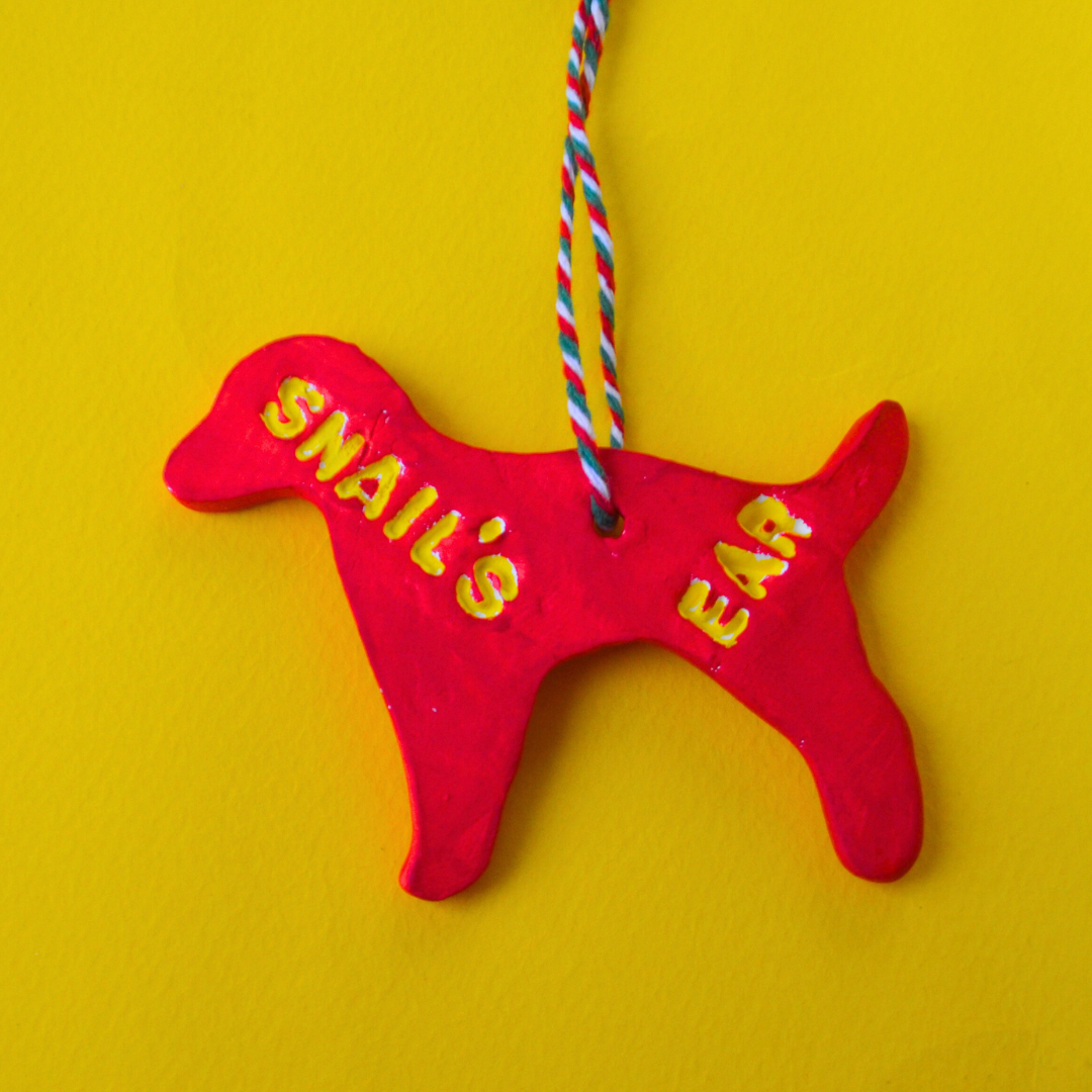 Χειροποίητο Χριστουγεννιάτικο Κεραμικό Στολίδι Κόκκινο Σκυλάκι Ho-Ho