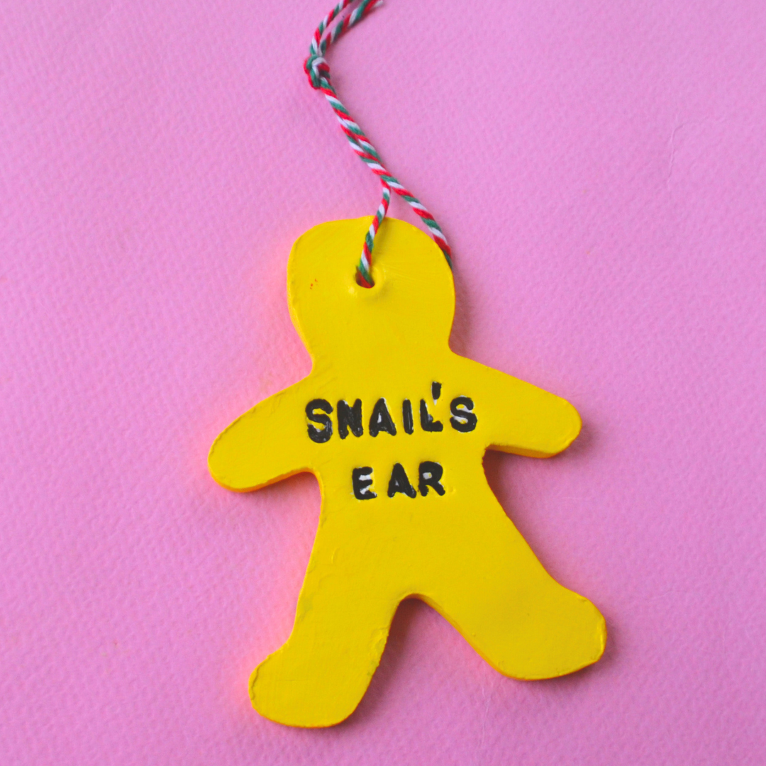 Χειροποίητο Χριστουγεννιάτικο Κεραμικό Στολίδι Κίτρινο Μπισκότο Gingerbread Man
