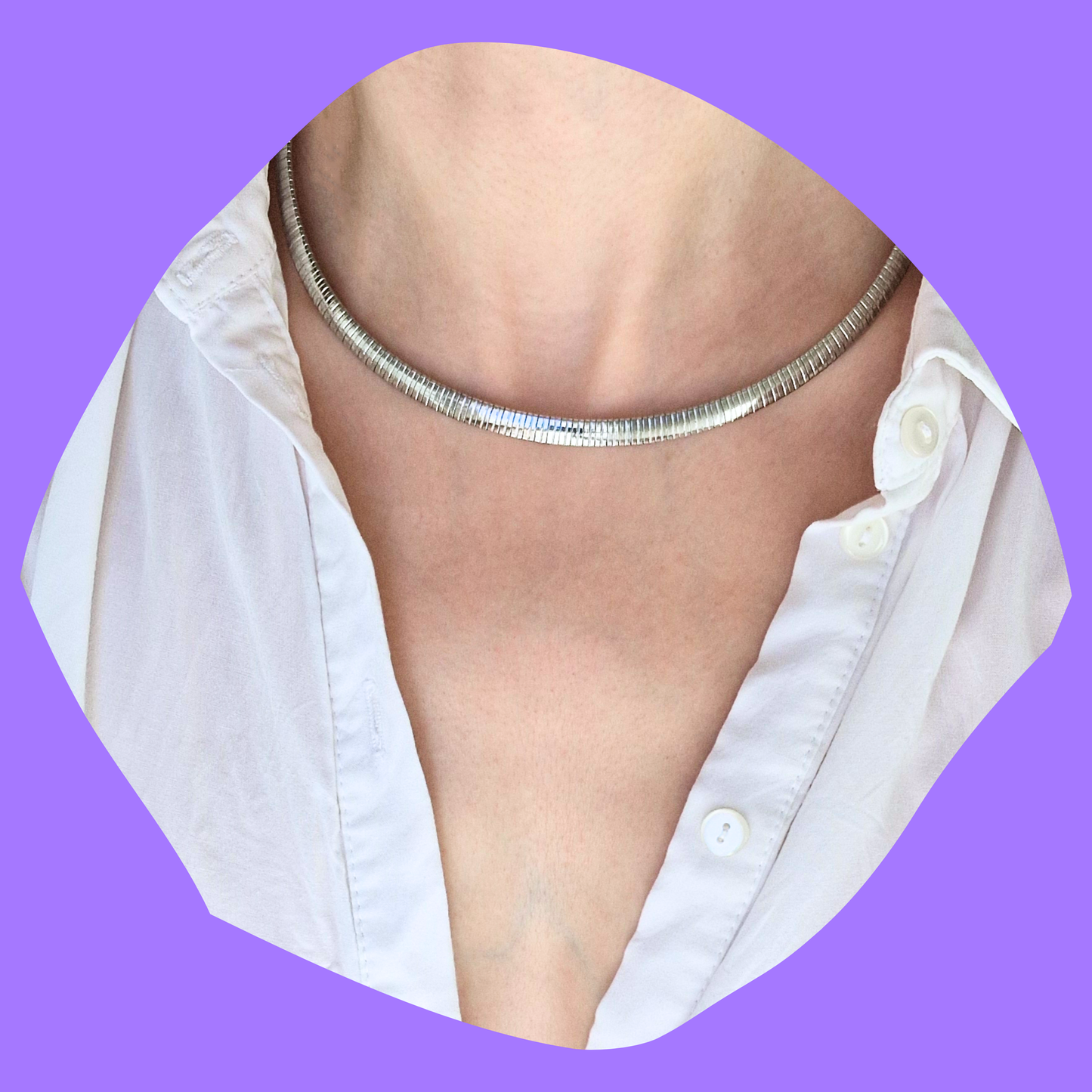 Κολιέ Λαιμαριά Ατσάλινη Ασημένια