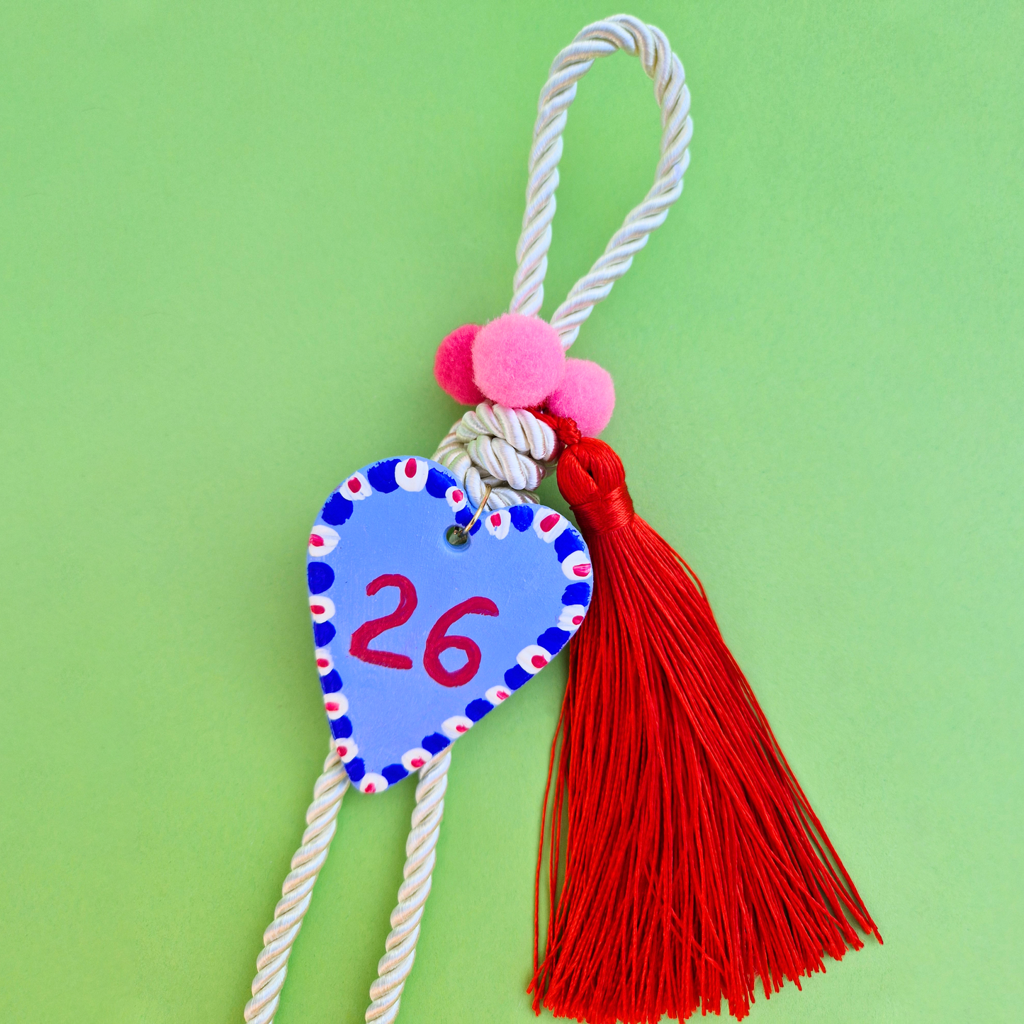 Κρεμαστό Χειροποίητο Κεραμικό Χριστουγεννιάτικο Γούρι 2026 Γαλάζια Καρδιά