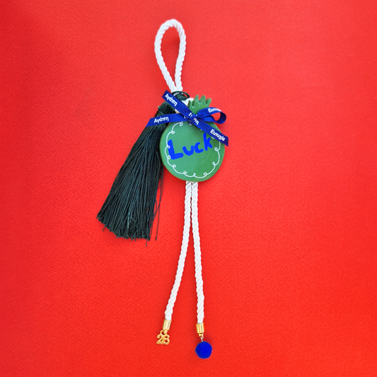 Κρεμαστό Χειροποίητο Κεραμικό Χριστουγεννιάτικο Γούρι 2026 Πράσινο Ρόδι Luck (Τύχη)