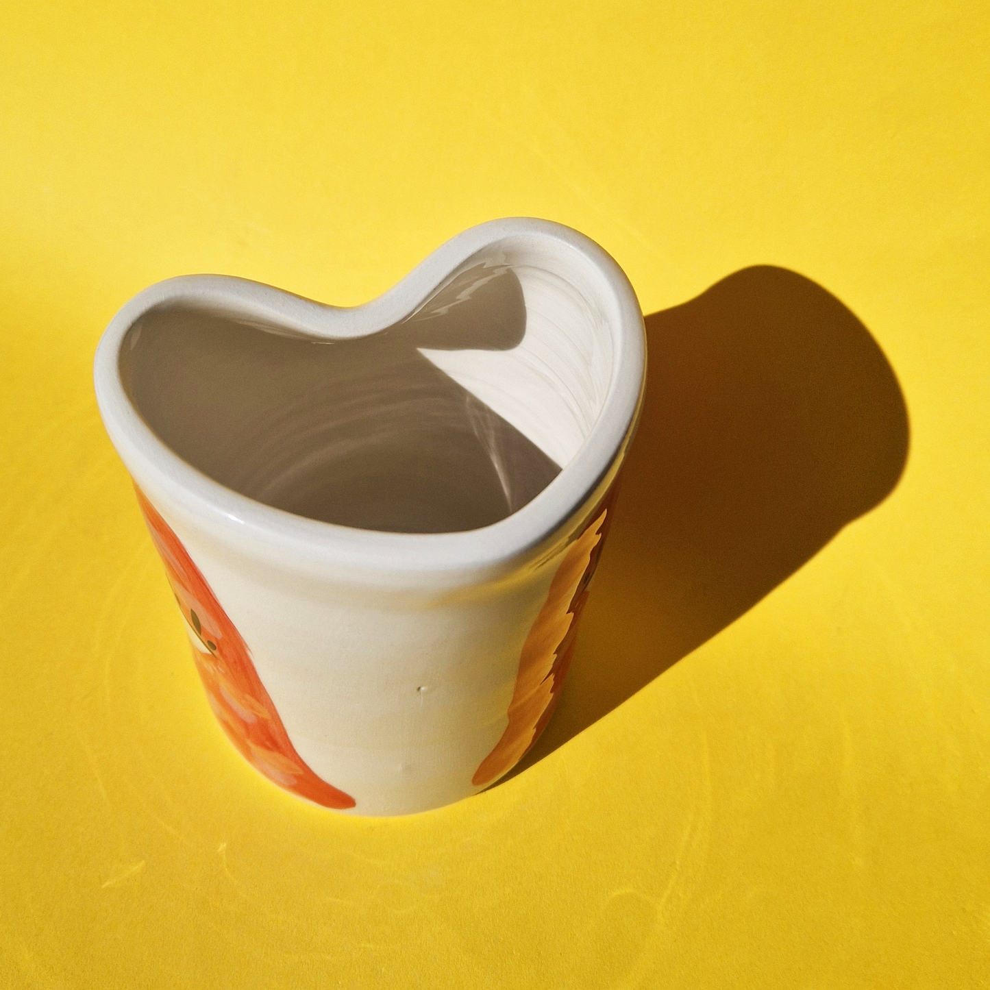 Lunatique Χειροποίητο Κεραμικό Ποτήρι Freddo Espresso με Κόκκινη Καρδιά και Μάτι | Ζωγραφισμένο στο Χέρι