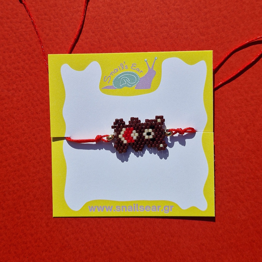 Μαρτάκι Χειροποίητο Αρκουδάκι με Κόκκινη Καρδιά από Χάντρες Miyuki και Μακραμέ για Ενήλικες και Παιδιά